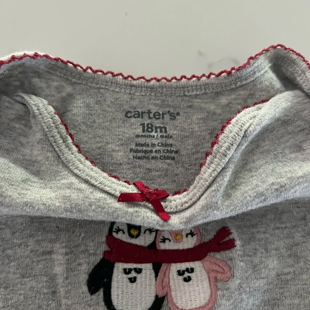Carter's Gray Bodysuit with Penguin Trio